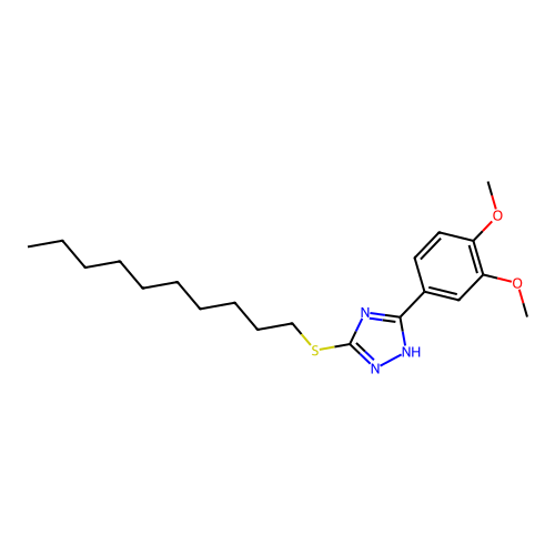 3-(decylsulfanyl)-5-(3,4-dimethoxyphenyl)-1H-1,2,4-triazole structure