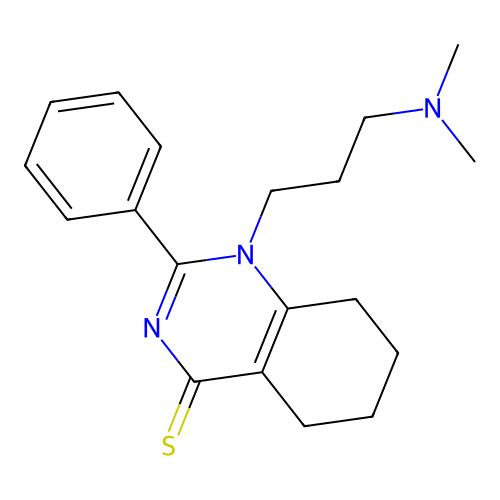 1-[3-(Dimethylamino)propyl]-2-phenyl-5,6,7,8-tetrahydroquinazoline-4-thione structure