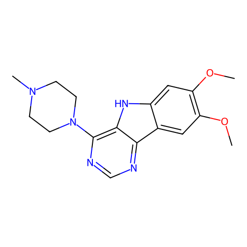 7,8-dimethoxy-4-(4-methylpiperazin-1-yl)-5H-pyrimido[5,4-b]indole structure