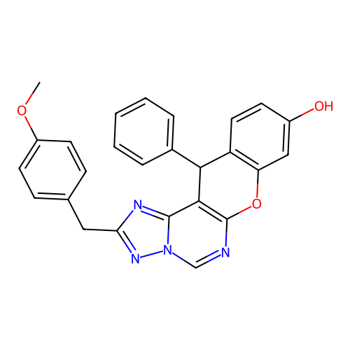 2-(4-methoxybenzyl)-12-phenyl-12H-chromeno[3,2-e][1,2,4]triazolo[1,5-c]pyrimidin-9-ol structure