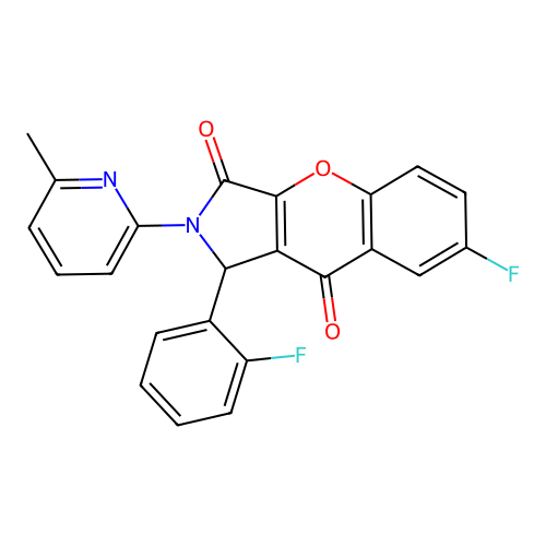 7-fluoro-1-(2-fluorophenyl)-2-(6-methylpyridin-2-yl)-1,2-dihydrochromeno[2,3-c]pyrrole-3,9-dione structure