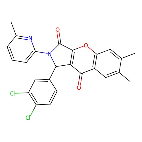 1-(3,4-dichlorophenyl)-6,7-dimethyl-2-(6-methylpyridin-2-yl)-1,2-dihydrochromeno[2,3-c]pyrrole-3,9-dione structure