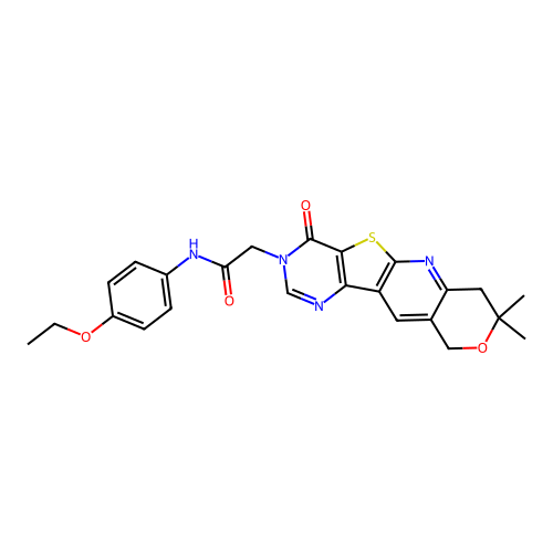 2-(8,8-dimethyl-4-oxo-7,10-dihydro-8H-pyrano[3'',4'':5',6']pyrido[3',2':4,5]thieno[3,2-d]pyrimidin-3(4H)-yl)-N-(4-ethoxyphenyl)acetamide structure