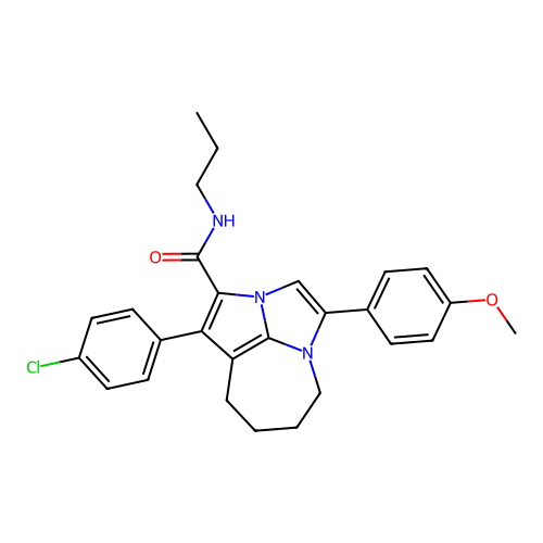 1-(4-chlorophenyl)-4-(4-methoxyphenyl)-N-propyl-5,6,7,8-tetrahydro-2a,4a-diazacyclopenta[cd]azulene-2-carboxamide structure