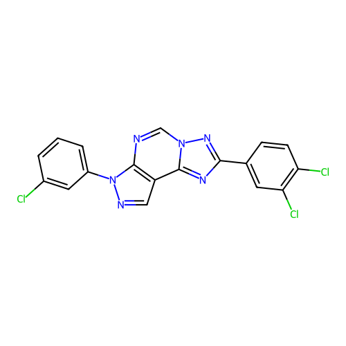 7-(3-chlorophenyl)-2-(3,4-dichlorophenyl)-7H-pyrazolo[4,3-e][1,2,4]triazolo[1,5-c]pyrimidine structure