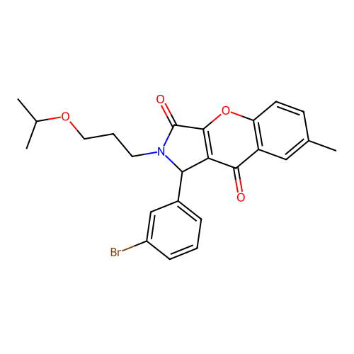 1-(3-bromophenyl)-2-(3-isopropoxypropyl)-7-methyl-1,2-dihydrochromeno[2,3-c]pyrrole-3,9-dione structure