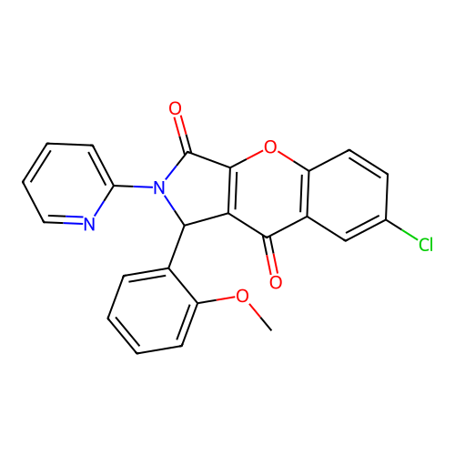 7-chloro-1-(2-methoxyphenyl)-2-(pyridin-2-yl)-1,2-dihydrochromeno[2,3-c]pyrrole-3,9-dione structure