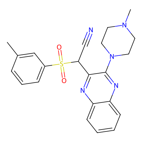 2-(3-(4-Methylpiperazin-1-yl)quinoxalin-2-yl)-2-(m-tolylsulfonyl)acetonitrile structure