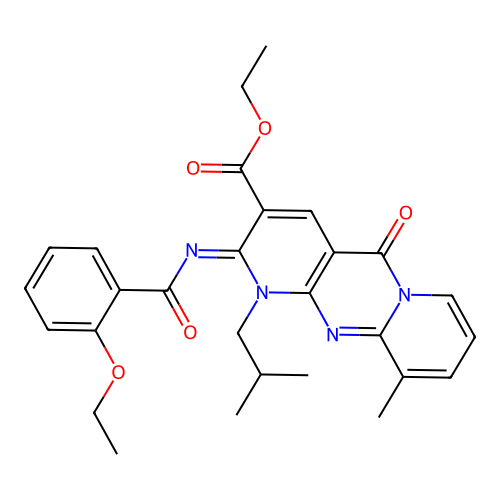 (Z)-ethyl 2-((2-ethoxybenzoyl)imino)-1-isobutyl-10-methyl-5-oxo-2,5-dihydro-1H-dipyrido[1,2-a:2',3'-d]pyrimidine-3-carboxylate structure