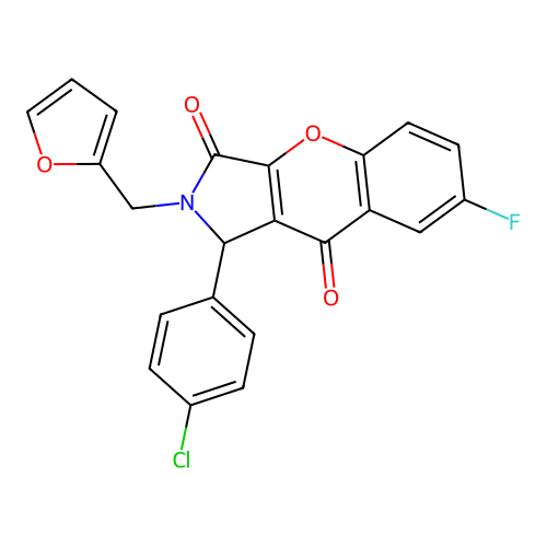 1-(4-chlorophenyl)-7-fluoro-2-(furan-2-ylmethyl)-1,2-dihydrochromeno[2,3-c]pyrrole-3,9-dione structure