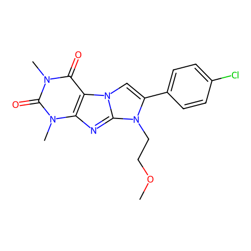 7-(4-chlorophenyl)-8-(2-methoxyethyl)-1,3-dimethyl-1H-imidazo[2,1-f]purine-2,4(3H,8H)-dione structure