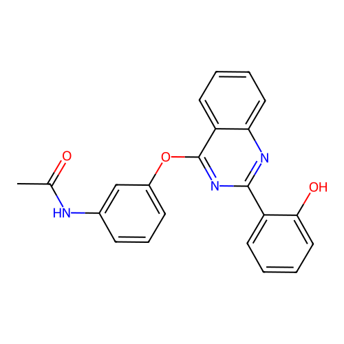 2-{4-[3-(Acetylamino)phenoxy]quinazolin-1-ium-2-yl}phenolate structure