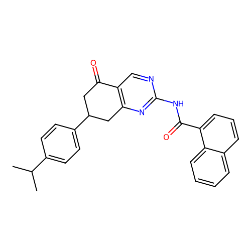 N-{5-oxo-7-[4-(propan-2-yl)phenyl]-5,6,7,8-tetrahydroquinazolin-2-yl}naphthalene-1-carboxamide structure