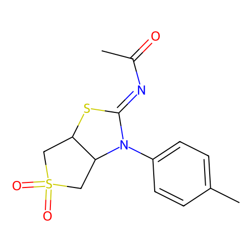 (Z)-N-(5,5-dioxido-3-(p-tolyl)tetrahydrothieno[3,4-d]thiazol-2(3H)-ylidene)acetamide structure