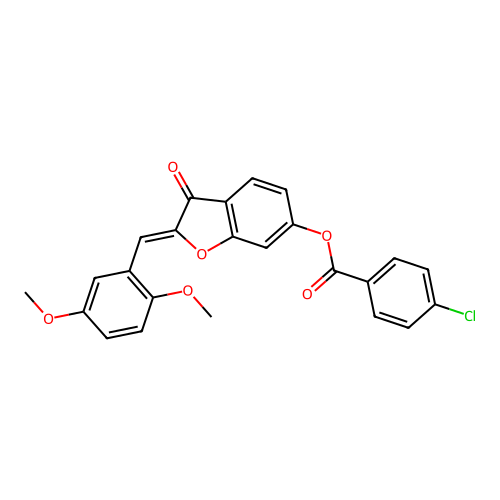 (Z)-2-(2,5-dimethoxybenzylidene)-3-oxo-2,3-dihydrobenzofuran-6-yl 4-chlorobenzoate structure