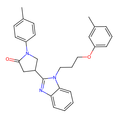 1-(4-methylphenyl)-4-{1-[3-(3-methylphenoxy)propyl]benzimidazol-2-yl}pyrrolidi n-2-one structure