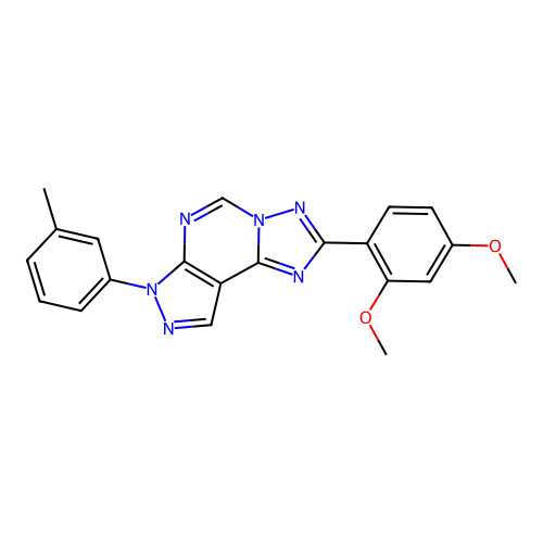 2-(2,4-dimethoxyphenyl)-7-(m-tolyl)-7H-pyrazolo[4,3-e][1,2,4]triazolo[1,5-c]pyrimidine structure