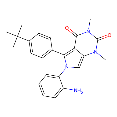 6-(2-aminophenyl)-5-(4-tert-butylphenyl)-1,3-dimethylpyrrolo[3,4-d]pyrimidine-2,4-dione structure