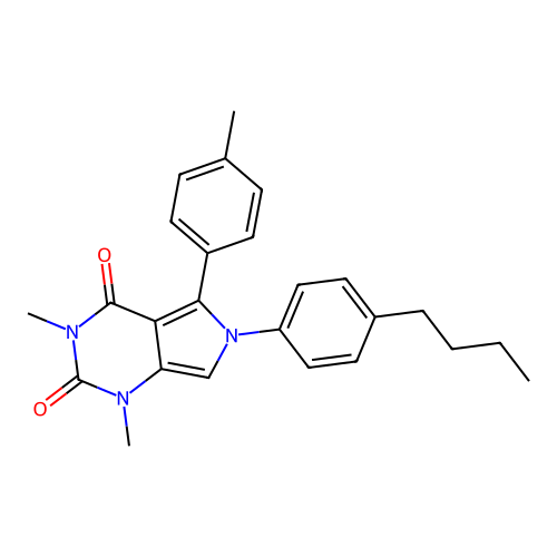 6-(4-butylphenyl)-1,3-dimethyl-5-(4-methylphenyl)pyrrolo[3,4-d]pyrimidine-2,4-dione structure