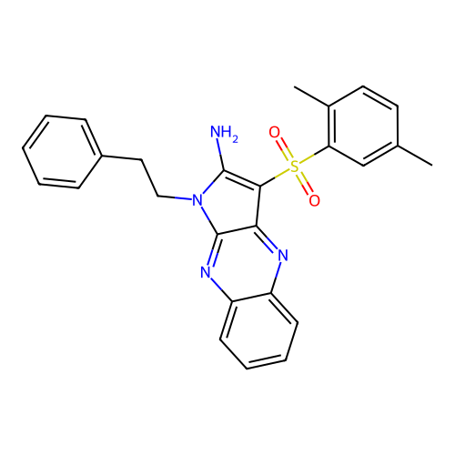 3-(2,5-dimethylphenyl)sulfonyl-1-phenethylpyrrolo[3,2-b]quinoxalin-2-amine structure