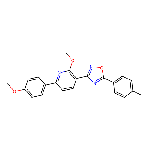 2-methoxy-6-(4-methoxyphenyl)-3-[5-(4-methylphenyl)-1,2,4-oxadiazol-3-yl]pyridine structure