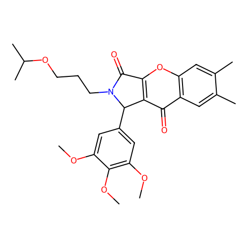 2-(3-isopropoxypropyl)-6,7-dimethyl-1-(3,4,5-trimethoxyphenyl)-1,2-dihydrochromeno[2,3-c]pyrrole-3,9-dione structure