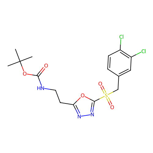 tert-butyl (2-(5-((3,4-dichlorobenzyl)sulfonyl)-1,3,4-oxadiazol-2-yl)ethyl)carbamate structure