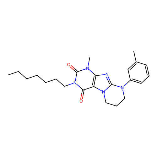 3-heptyl-1-methyl-9-(3-methylphenyl)-7,8-dihydro-6H-purino[7,8-a]pyrimidine-2,4-dione structure