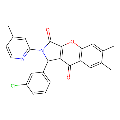 1-(3-chlorophenyl)-6,7-dimethyl-2-(4-methylpyridin-2-yl)-1,2-dihydrochromeno[2,3-c]pyrrole-3,9-dione structure