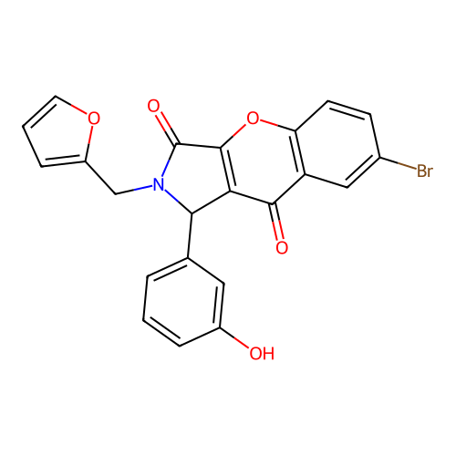7-bromo-2-(furan-2-ylmethyl)-1-(3-hydroxyphenyl)-1,2-dihydrochromeno[2,3-c]pyrrole-3,9-dione structure