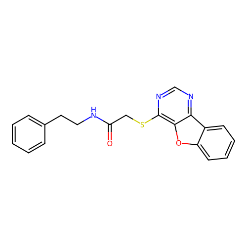 2-(benzofuro[3,2-d]pyrimidin-4-ylthio)-N-phenethylacetamide structure