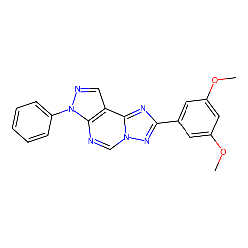 2-(3,5-dimethoxyphenyl)-7-phenyl-7H-pyrazolo[4,3-e][1,2,4]triazolo[1,5-c]pyrimidine structure
