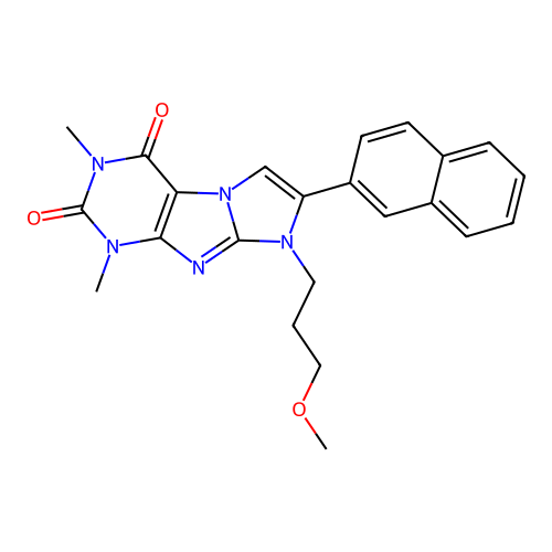 8-(3-methoxypropyl)-1,3-dimethyl-7-(naphthalen-2-yl)-1H-imidazo[2,1-f]purine-2,4(3H,8H)-dione structure