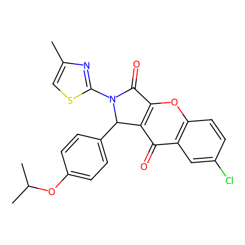 7-chloro-1-(4-isopropoxyphenyl)-2-(4-methylthiazol-2-yl)-1,2-dihydrochromeno[2,3-c]pyrrole-3,9-dione structure