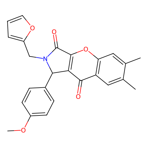2-(furan-2-ylmethyl)-1-(4-methoxyphenyl)-6,7-dimethyl-1,2-dihydrochromeno[2,3-c]pyrrole-3,9-dione structure