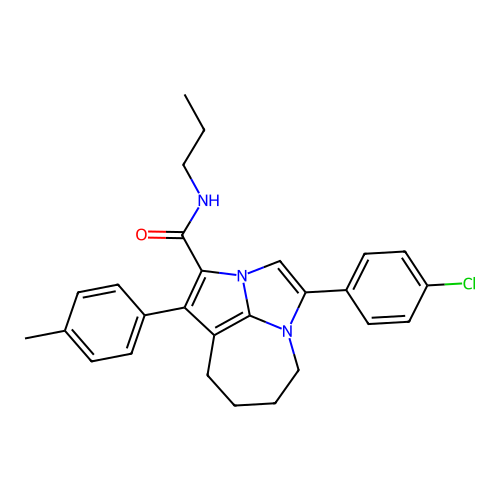 4-(4-chlorophenyl)-1-(4-methylphenyl)-N-propyl-5,6,7,8-tetrahydro-2a,4a-diazacyclopenta[cd]azulene-2-carboxamide structure
