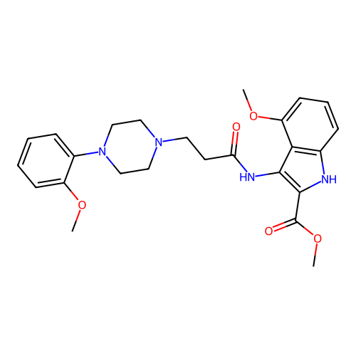 methyl 4-methoxy-3-[3-[4-(2-methoxyphenyl)piperazin-1-yl]propanoylamino]-1H-indole-2-carboxylate structure