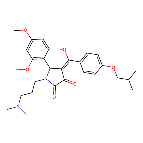 (4E)-5-(2,4-dimethoxyphenyl)-1-[3-(dimethylamino)propyl]-4-[hydroxy-[4-(2-methylpropoxy)phenyl]methylidene]pyrrolidine-2,3-dione structure