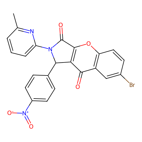 7-bromo-2-(6-methyl-2-pyridinyl)-1-(4-nitrophenyl)-1,2-dihydrochromeno[2,3-c]pyrrole-3,9-dione structure