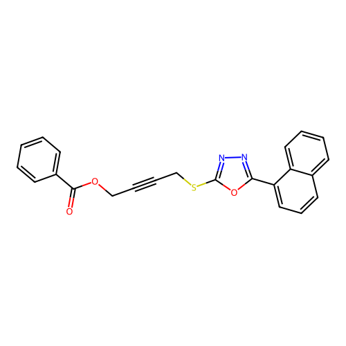 4-[(5-Naphthalen-1-yl-1,3,4-oxadiazol-2-yl)sulfanyl]but-2-ynyl benzoate structure