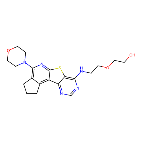 2-(2-((4-morpholino-2,3-dihydro-1H-cyclopenta[4',5']pyrido[3',2':4,5]thieno[3,2-d]pyrimidin-7-yl)amino)ethoxy)ethanol structure