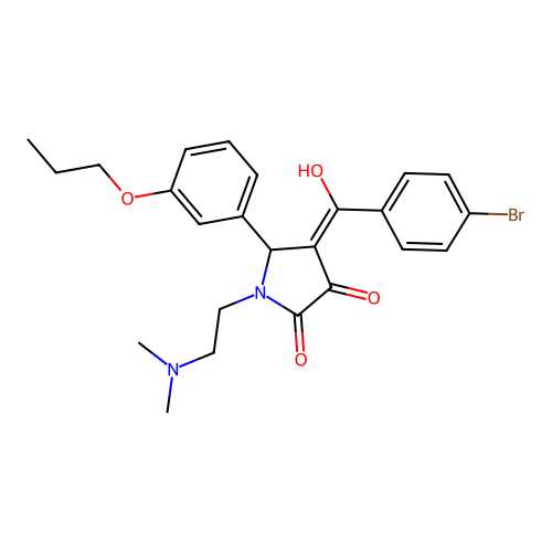 (4E)-4-[(4-bromophenyl)-hydroxymethylidene]-1-(2-dimethylaminoethyl)-5-(3-propoxyphenyl)pyrrolidine-2,3-dione structure