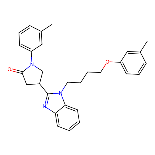4-{1-[4-(3-methylphenoxy)butyl]-1H-benzimidazol-2-yl}-1-(3-methylphenyl)pyrrolidin-2-one structure