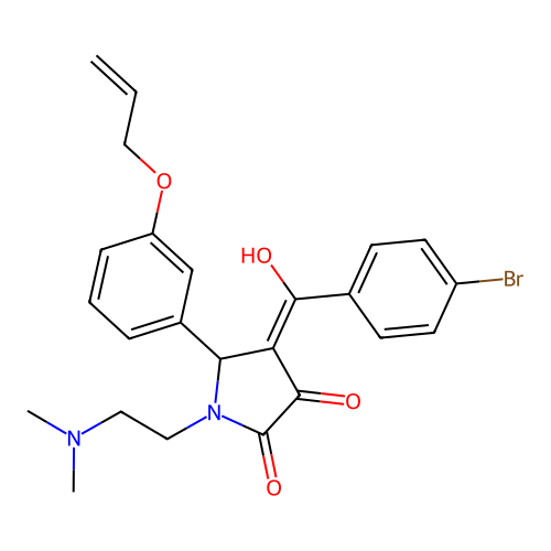 (4E)-4-[(4-bromophenyl)-hydroxymethylidene]-1-(2-dimethylaminoethyl)-5-(3-prop-2-enoxyphenyl)pyrrolidine-2,3-dione structure
