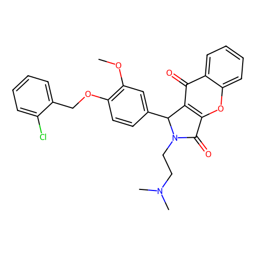1-(4-((2-chlorobenzyl)oxy)-3-methoxyphenyl)-2-(2-(dimethylamino)ethyl)-1,2-dihydrochromeno[2,3-c]pyrrole-3,9-dione structure