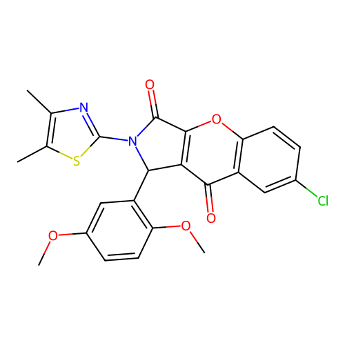 7-chloro-1-(2,5-dimethoxyphenyl)-2-(4,5-dimethyl-1,3-thiazol-2-yl)-1,2-dihydrochromeno[2,3-c]pyrrole-3,9-dione structure