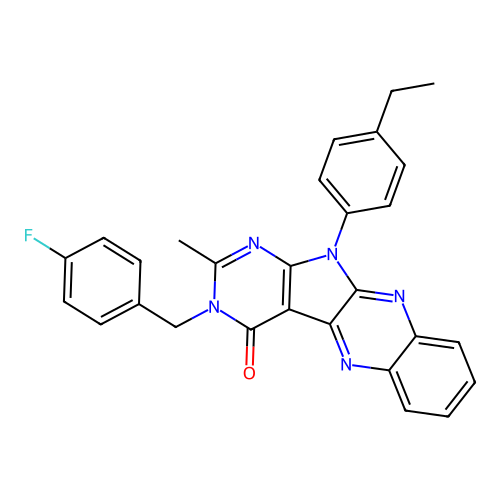 11-(4-ethylphenyl)-3-(4-fluorobenzyl)-2-methyl-3,11-dihydro-4H-pyrimido[5',4':4,5]pyrrolo[2,3-b]quinoxalin-4-one structure