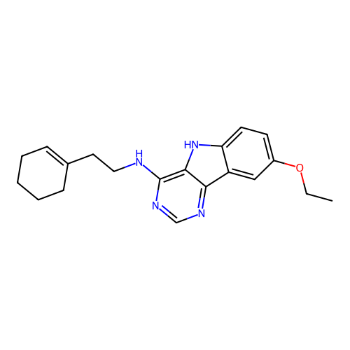 N-(2-(cyclohex-1-en-1-yl)ethyl)-8-ethoxy-5H-pyrimido[5,4-b]indol-4-amine structure