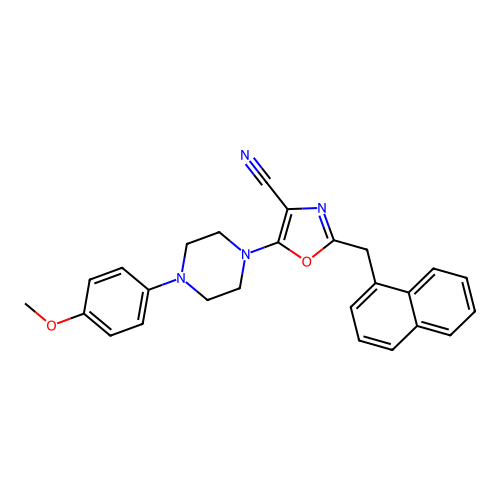 5-[4-(4-methoxyphenyl)piperazin-1-yl]-2-(naphthalen-1-ylmethyl)-1,3-oxazole-4-carbonitrile structure