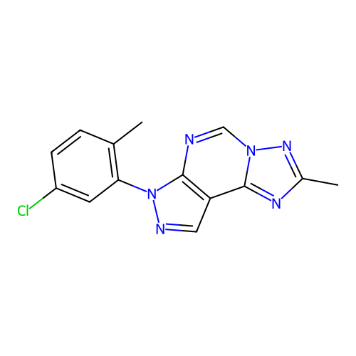 7-(5-chloro-2-methylphenyl)-2-methyl-7H-pyrazolo[4,3-e][1,2,4]triazolo[1,5-c]pyrimidine structure